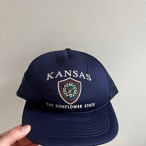 Vintage Kansas Navy Trucker Hat